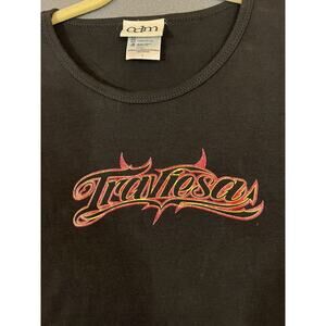 Vintage ODM Latina Glitter Shirt Traviesa Tight Crop In Size Large Naughty Fun